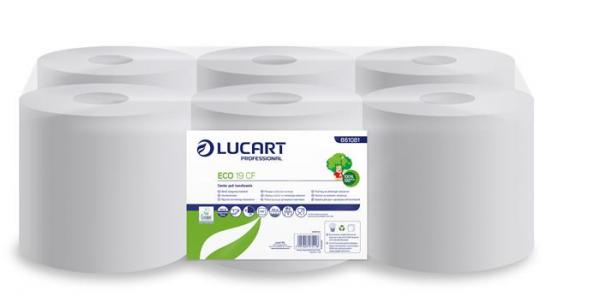 Papierové utierky, kotúčové, 2-vrstvové, LUCART "Eco", biele