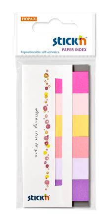 Záložky, papierové, 7x30 listov, 45x15 mm, STICK N, jarné farby 1