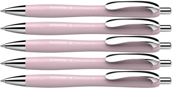Guľôčkové pero, 0,7 mm, stláčací mechanizmus, SCHNEIDER "Slider Rave XB", ružové 4
