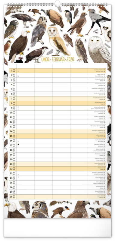 NOTIQUE Nástenný kalendár Rodinný plánovací Animalium CZ/SK 2026, 21 x 42 cm 2