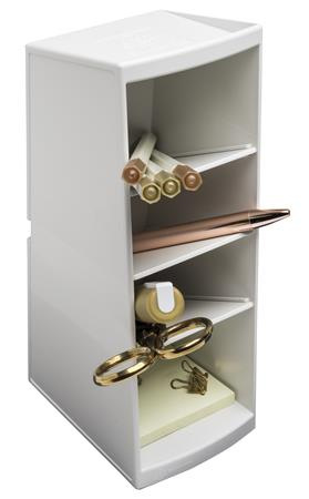 Stolový organizér, multifunkčný, 4 priehradky, 8x23x11 cm, EXACOMPTA "Autentik", biele 4