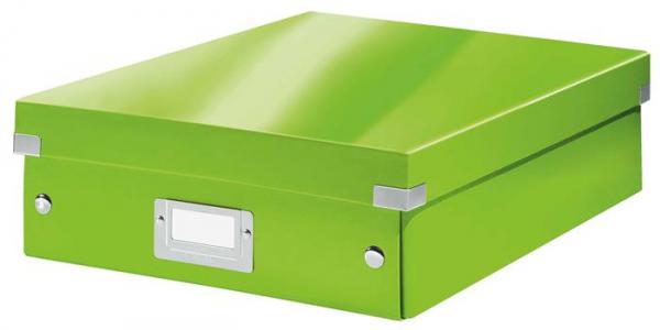 Odkladacia škatuľa, organizačná, laminovaný kartón, veľkosť: M, LEITZ "Click&Store", zelen
