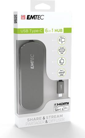 USB HUB, USB-C/USB 3.1/HDMI/SD karrta, EMTEC "T650C"