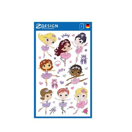 Nálepky, papier, 1 hárok, 76x120 mm, AVERY ZWECKFORM, "Z-Design No.53221", balerína 1