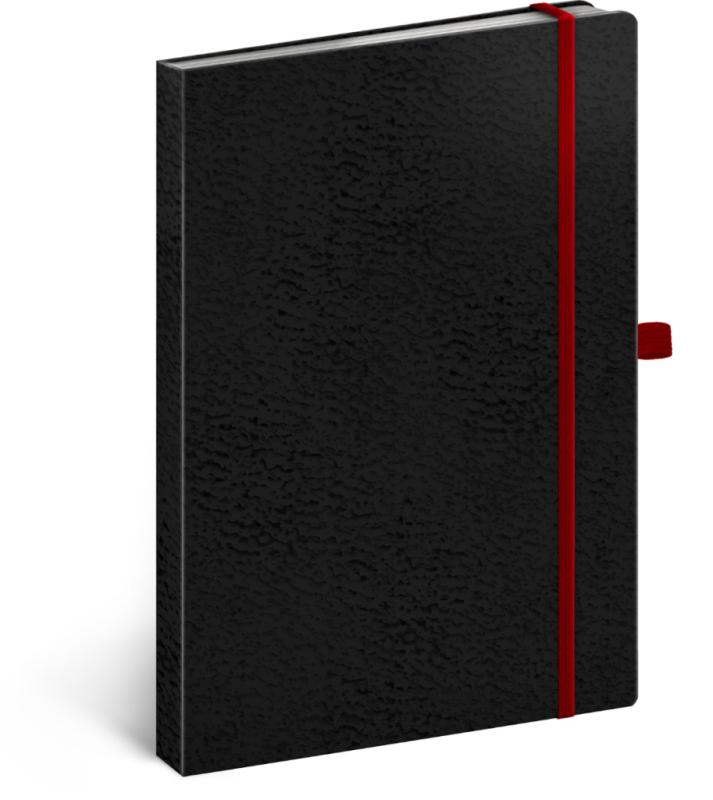 NOTIQUE Notes Vivella Classic čierny/červený, bodkovaný, 15 x 21 cm