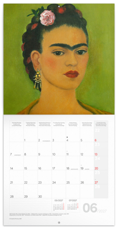 NOTIQUE Grid calendar Frida Kahlo 2027, 30 x 30 cm 1