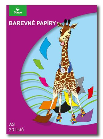 Farebný papier, A3, 80 g, 2x10 listov STEPA, mix farieb 1