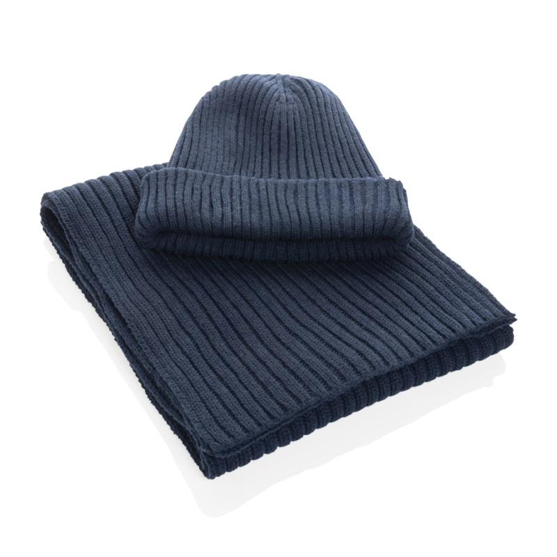 Dvojito pletená beanie čapica Impact z Polylana® AWARE™ námornícka modrá 8