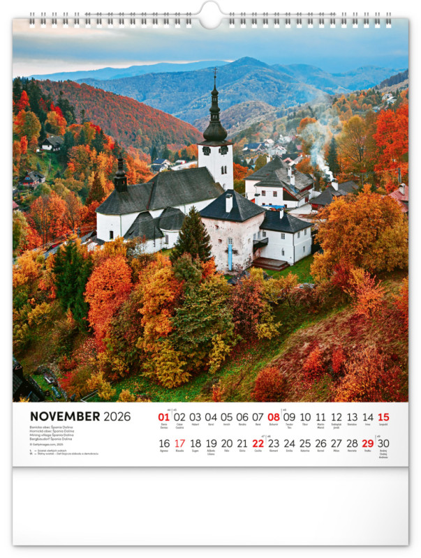 NOTIQUE Nástenný kalendár Čarokrásne Slovensko 2026, 30 x 34 cm 11