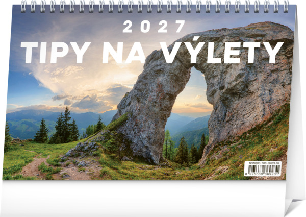 NOTIQUE Stolový kalendár Tipy na výlety 2027, 23,1 x 14,5 cm