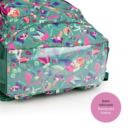 Školská taška, so zipsom, GABOL "Vida", zelená, s tropickými motívmi 5