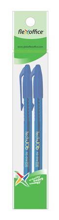 Guľôčkové pero, 0,4 mm, 2 ks/blister,s vrchnákom, FLEXOFFICE "TechJob", modré