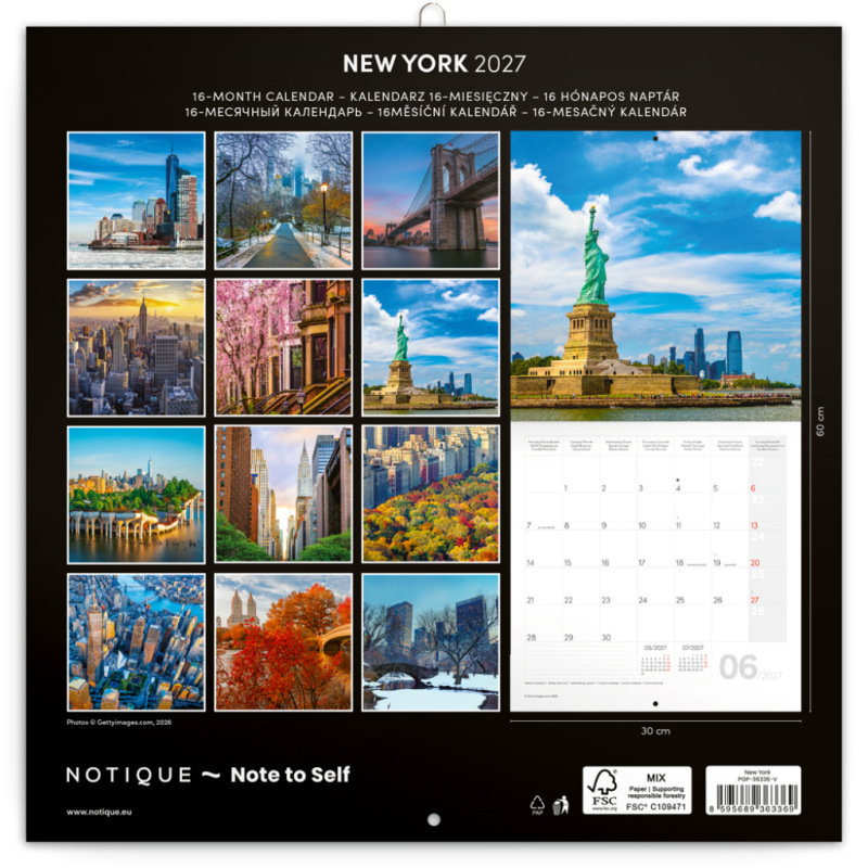 NOTIQUE Poznámkový kalendár New York 2027, 30 x 30 cm 14