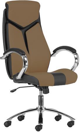 . Manažérska stolička, koženka, chrómový podstavec, "KENT", čierna/hnedá