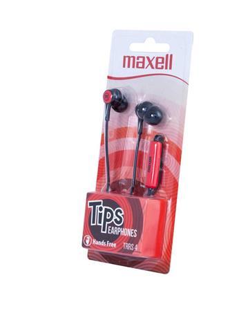 Slúchadlá, s mikrofónom, MAXELL "Tips", červená-čierna