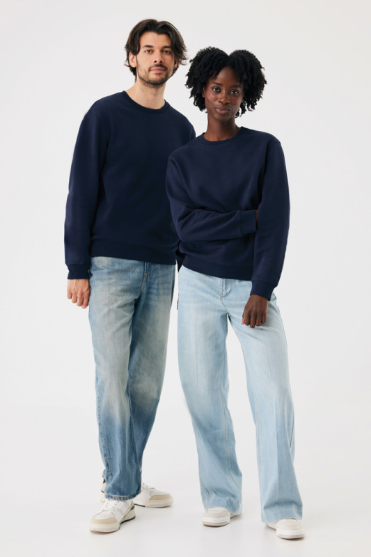 IQONIQ Toria Unisex mikina s okrúhl. výstrihom z rec. bavlny námornícka modrá L 15