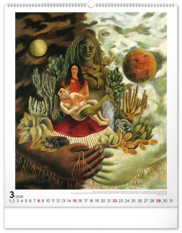 NOTIQUE Nástenný kalendár Frida Kahlo 2026, 48 x 56 cm 3