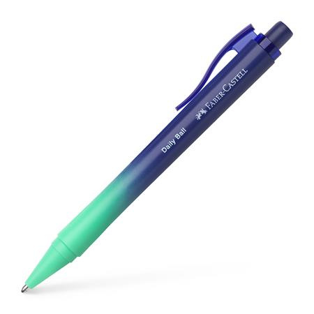 Guľôčkové pero, 0,34 mm, stláčací mechanizmus, tyrkysové-modré telo pera, FABER-CASTELL "D 2