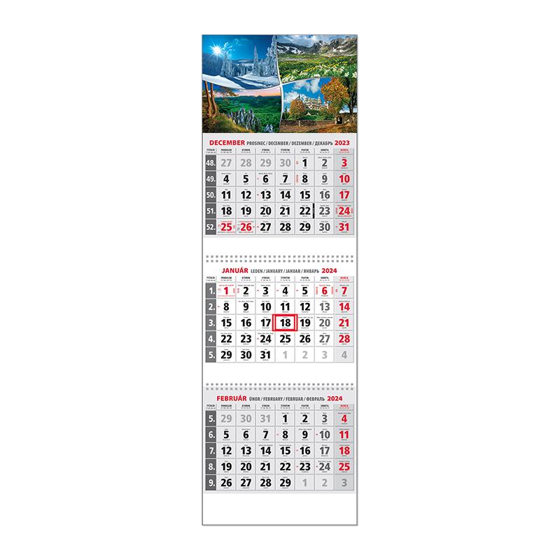 Plánovací kalendár KLASIK 3M sivý 2024  Obrázok D