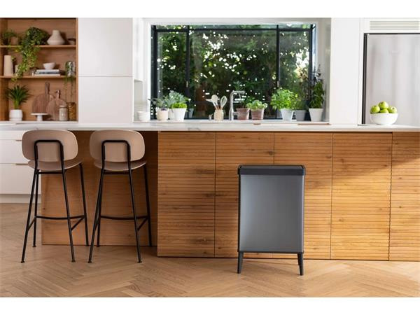 Odpadkový kôš, s vekom, stlačidlom, 54 liter, CURVER "Verto High", sivý/čierny 2