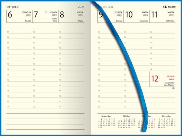 Diár, plánovací, A5, týždenný, stĺpcový, DAYLINER "Elastic Blue", s perom