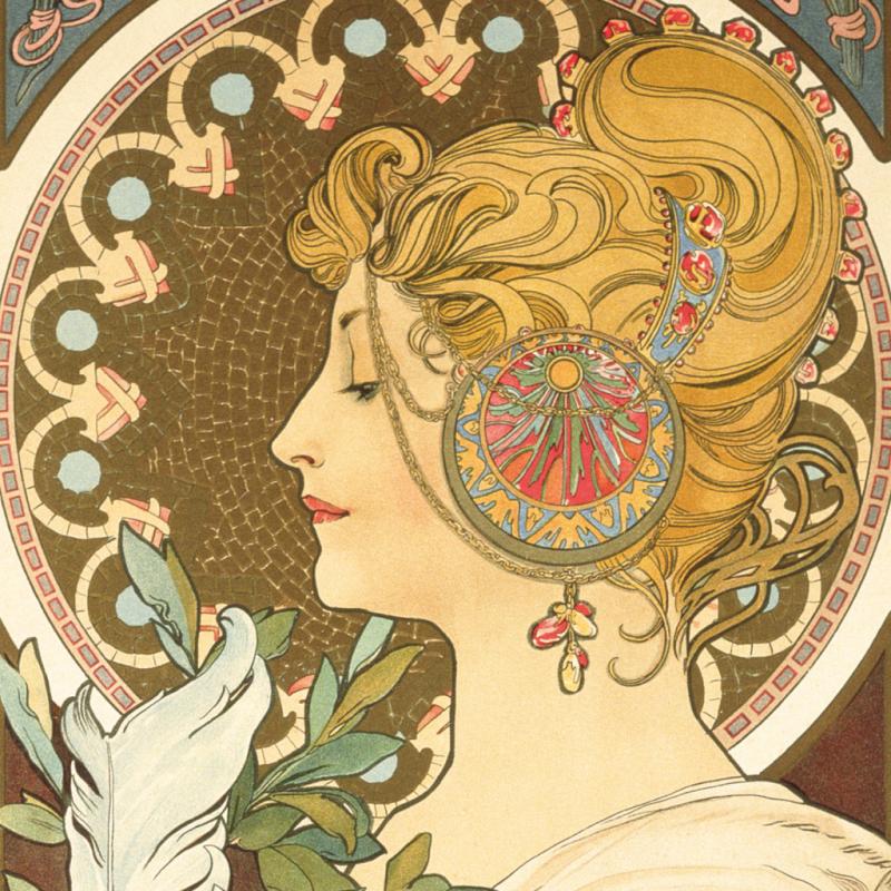 NOTIQUE Poznámkový kalendár Alfons Mucha 2025, 30 x 30 cm