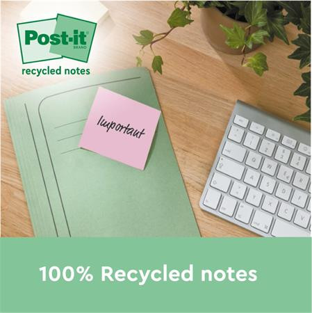 Samolepiaci bloček, 76x76 mm, 16x100 listov, ekologický, 3M POSTIT "Nature", mix pastelový 1