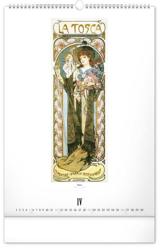 NOTIQUE Nástenný kalendár Alfons Mucha 2026, 33 x 46 cm 4