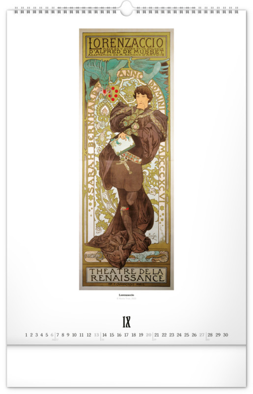 NOTIQUE Nástenný kalendár Alfons Mucha 2026, 33 x 46 cm 9