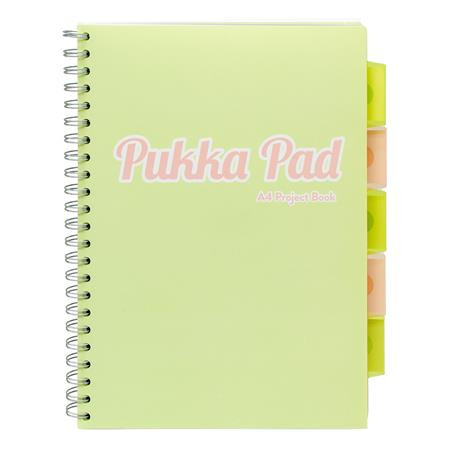 Špirálový zošit, A4, linkovaný, 100 listov, PUKKA PAD "Pastel project book", mix farieb 3