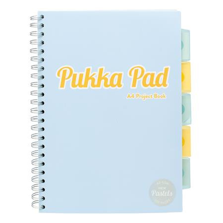 Špirálový zošit, A4, linkovaný, 100 listov, PUKKA PAD "Pastel project book", mix farieb