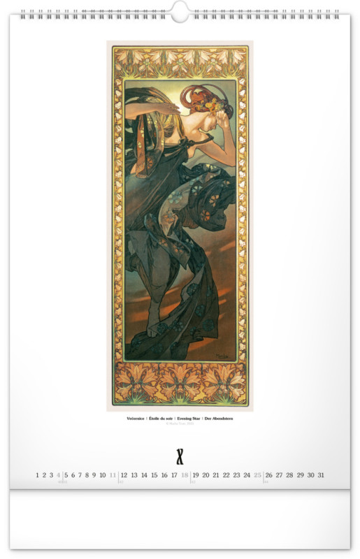 NOTIQUE Nástenný kalendár Alfons Mucha 2026, 33 x 46 cm 10