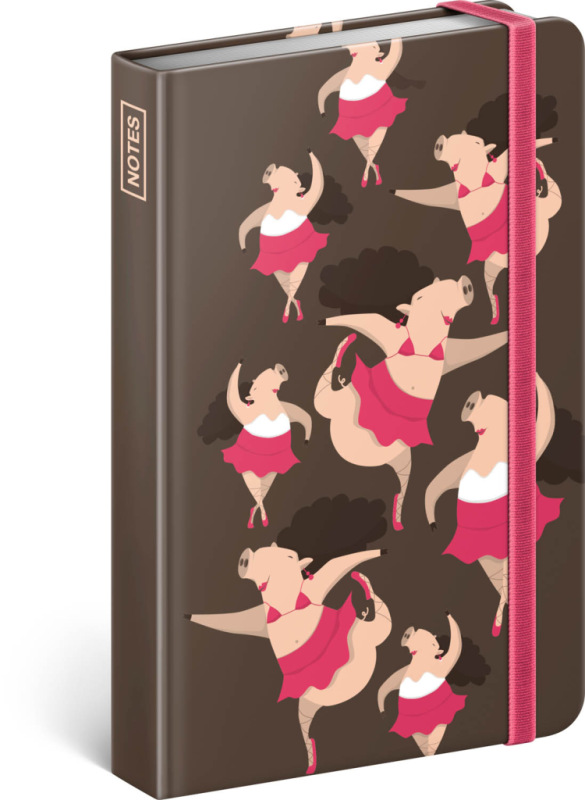 NOTIQUE Notes Piggie, linajkovaný, 11 x 16 cm