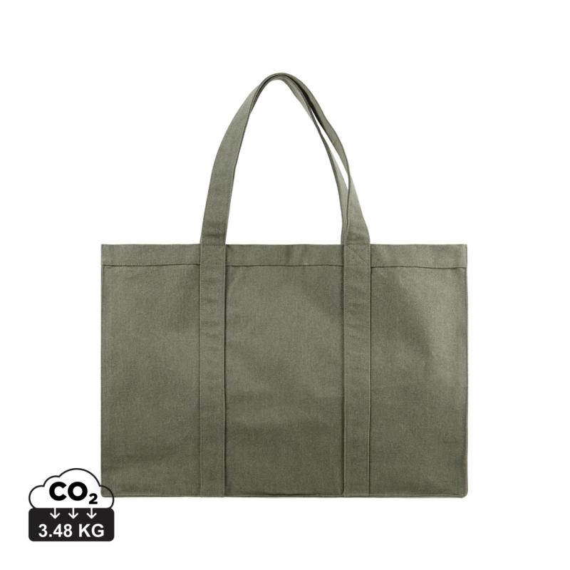 Maxi tote bag VINGA Hilo z recykl. canvas AWARE™ zelená