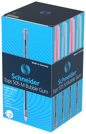 Guľôčkové pero, 0,5 mm, s vrchnákom, SCHNEIDER "Tops 505 M Bubble Gum", modré, limitovaná 4