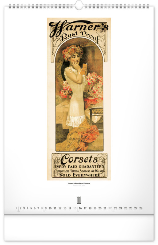 NOTIQUE Nástenný kalendár Alfons Mucha 2026, 33 x 46 cm 2