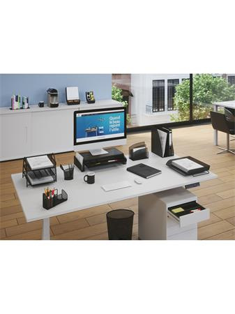 Stojan na monitor, s organizérom, drôtený, ALBA, čierny 3