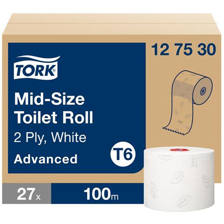 Toaletný papier, T6 systém, 2-vrstvový, 100 m, TORK "Advanced", extra biely 1