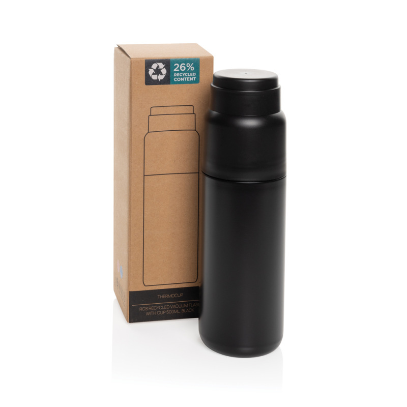Thermocup RCS termosku z recykl. materiálov s pohárom 500ml čierna 8