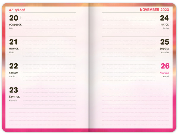 Školský diár Ružové pruhy (september 2023 – december 2024), 9,8 × 14,5 cm 7