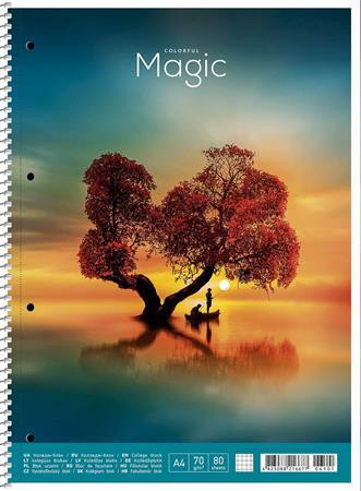 Špirálový zošit, A4+, štvorčekový, 80 listov, SHKOLYARYK "Colourful magic", mix