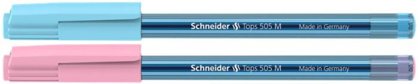 Guľôčkové pero, 0,5 mm, s vrchnákom, SCHNEIDER "Tops 505 M Bubble Gum", modré, limitovaná