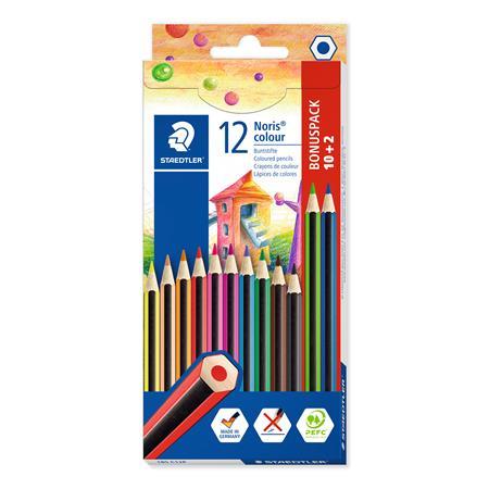 Farebné ceruzky, šesťhranné, STAEDTLER "Noris Colour", 10+2 rôznych farieb