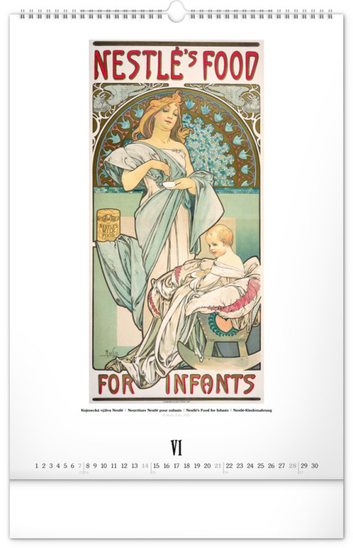 NOTIQUE Nástenný kalendár Alfons Mucha 2026, 33 x 46 cm 6