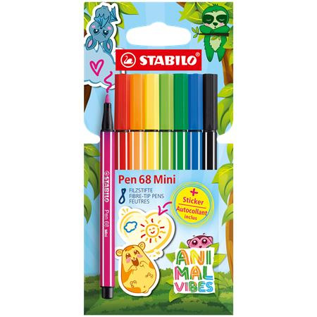 Popisovač, sada, 1 mm, STABILO "Pen 68 Mini Animal Vibes", 8 rôznych farieb 1