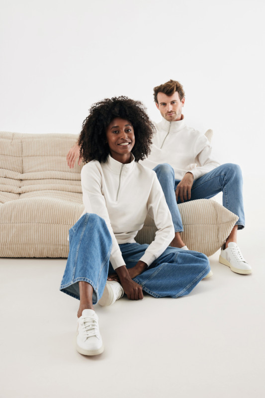 IQONIQ Elgon sveter s krátkym zipsom z recyklovanej bavlny ivory white XL 20