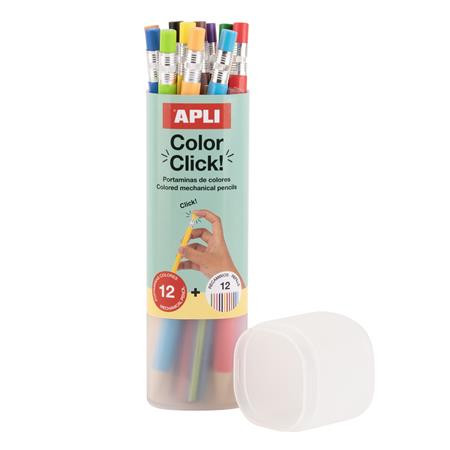 Sada farebných náplňových ceruziek v púzdre, APLI "Color Click", 12 rôznych farieb 2