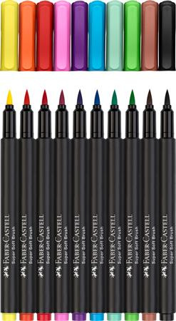 Fixky v rvare štetca, sada, FABER-CASTELL "Black Edition" 10 rôznych farieb 3