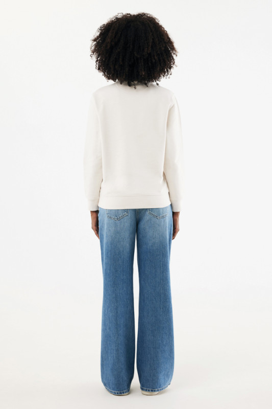 IQONIQ Elgon sveter s krátkym zipsom z recyklovanej bavlny ivory white XL 17