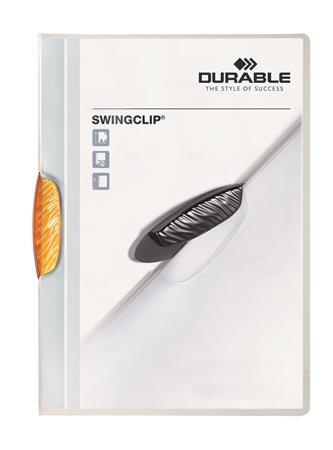 Rýchloviazač, s klipom, A4, DURABLE "Swingclip® 30", oranžová 1